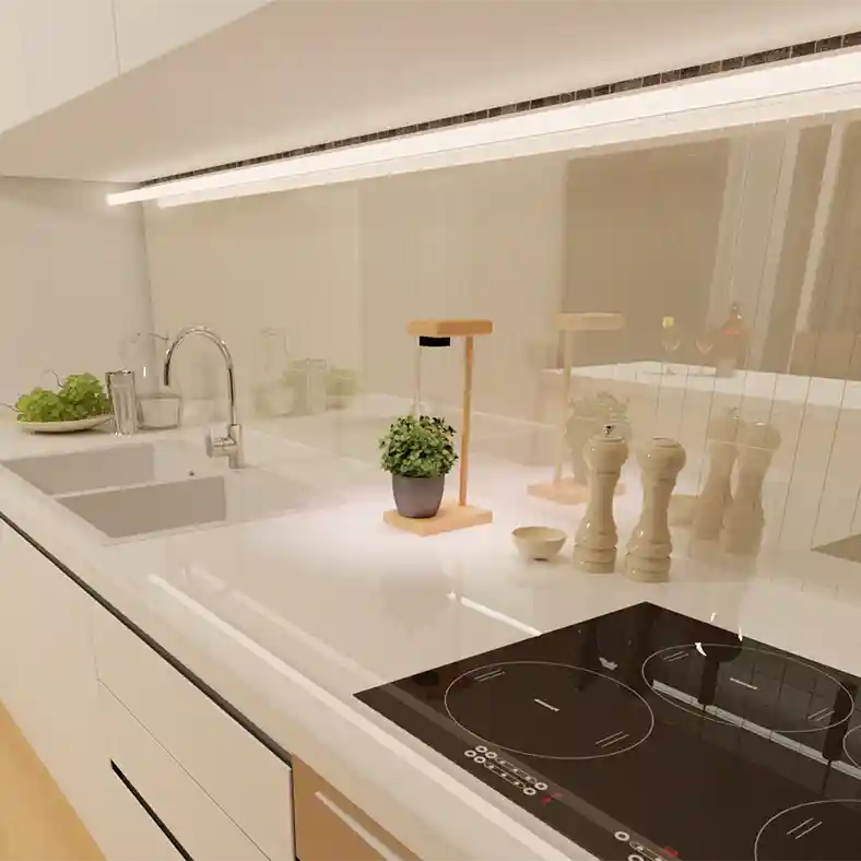 Grow Light with stand and plant in Kitchen - 3D Render