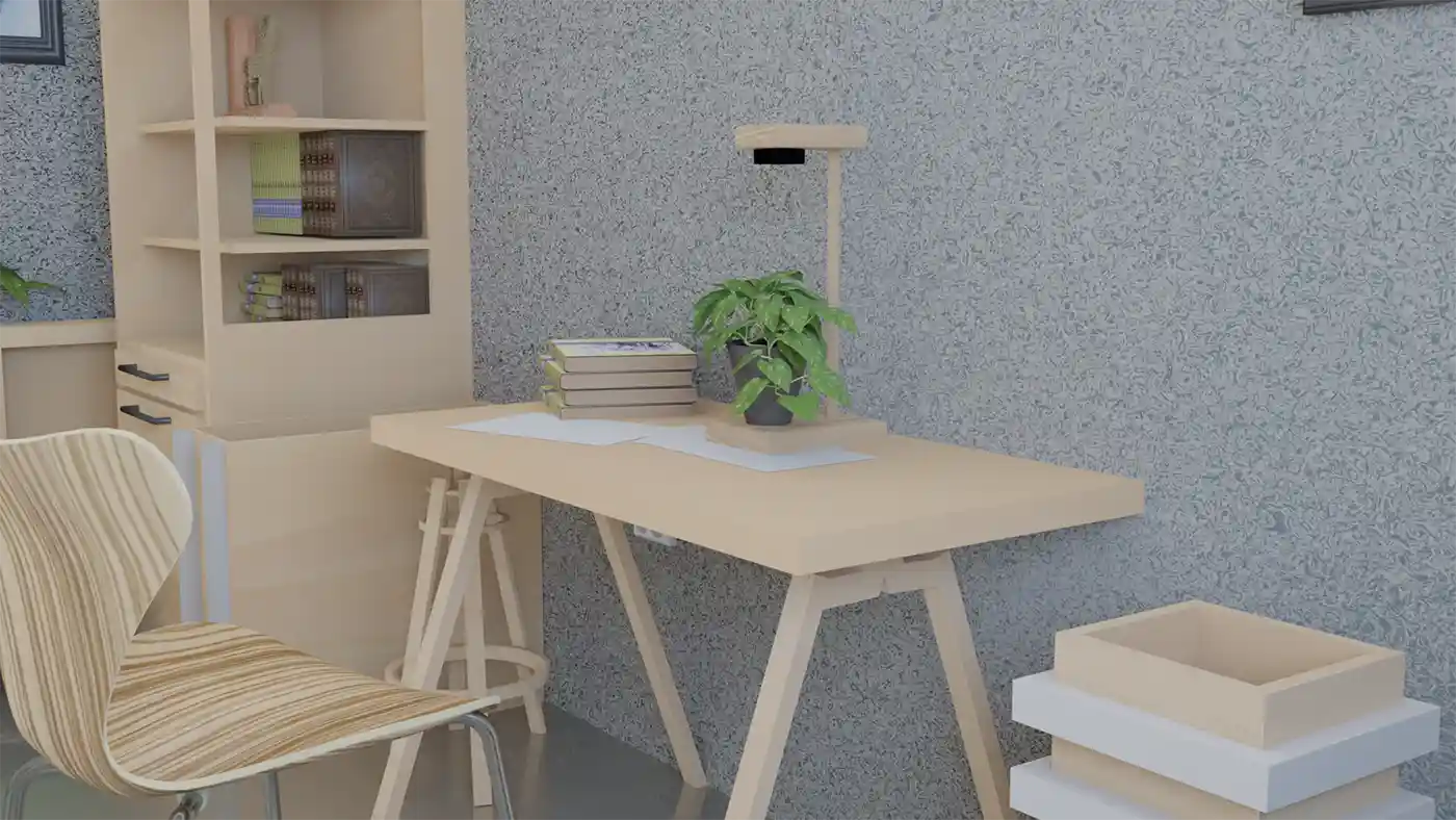 Grow Light with stand and plant in Office - 3D Render